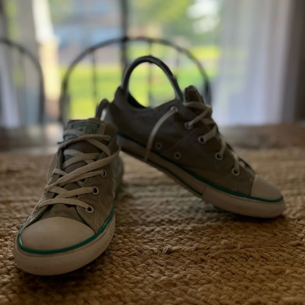 Converse All Star Gray Canvas Sneakers Lace Up Athletic Shoes Junior Size‎ 4
